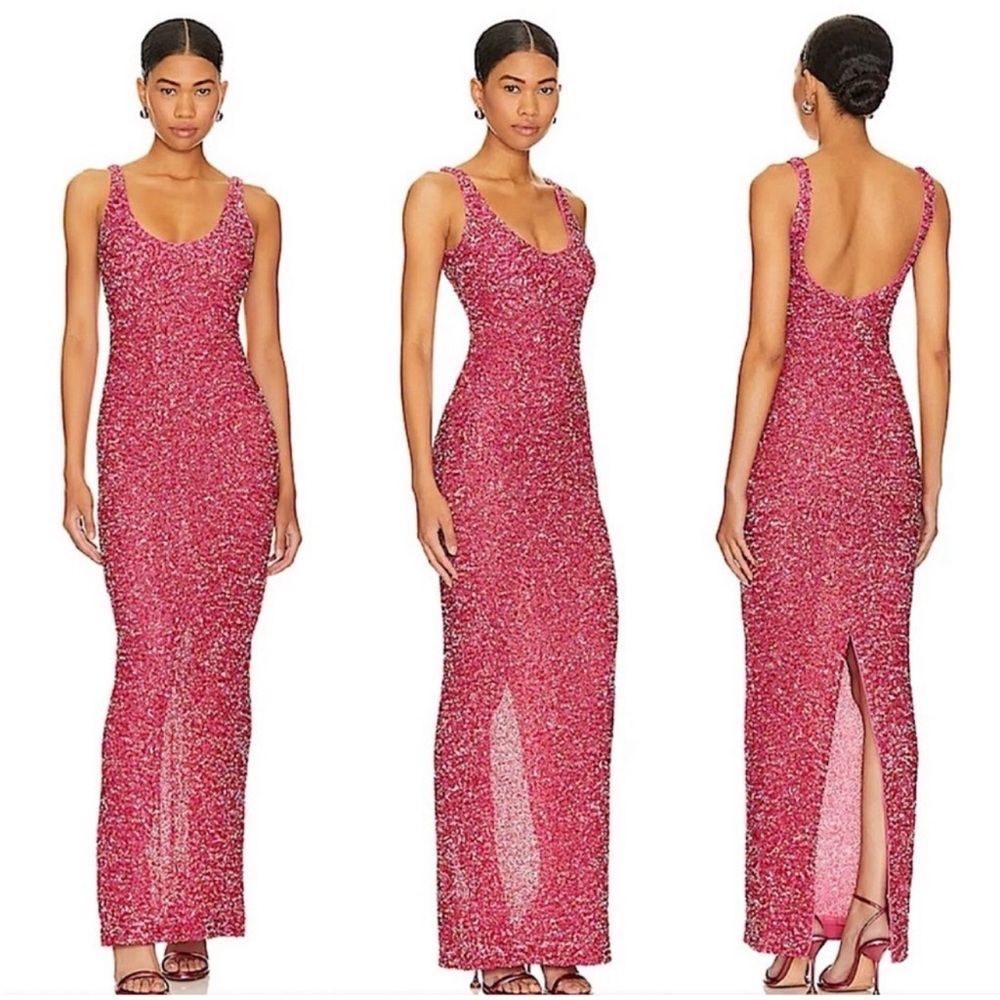 NBD Janhvi Maxi Glamorous Backless Pink Sequin Dress
